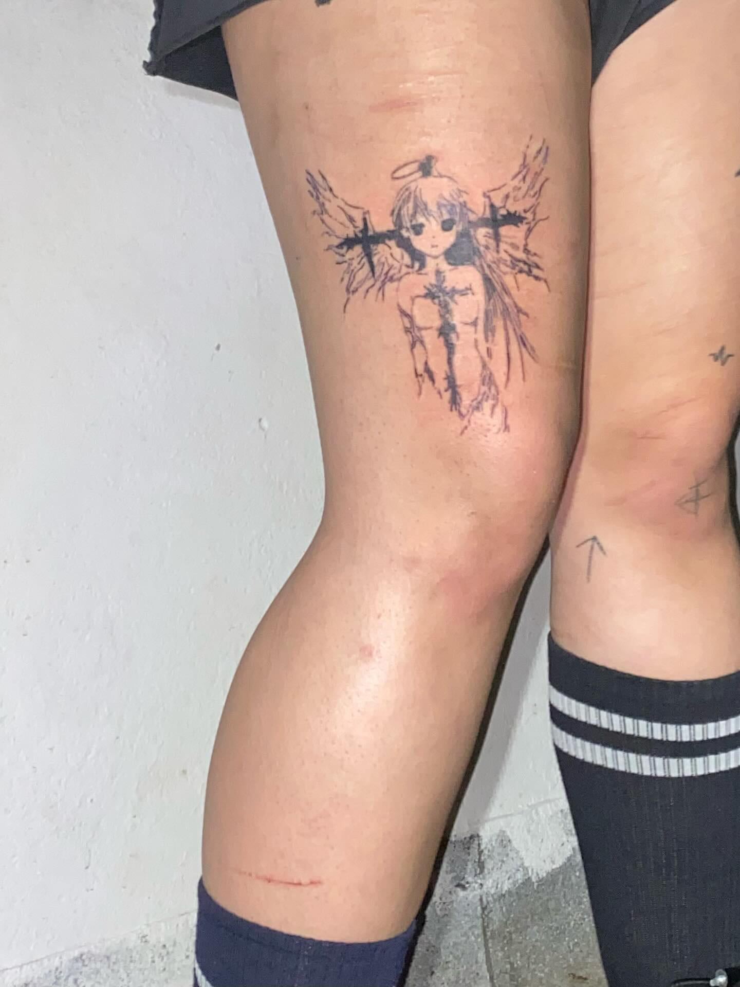 Anime angel above the knee, standing view, fresh