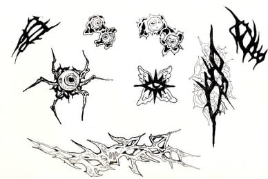 Flash sheet thumbnail, spiked sigil designs